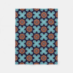 Keltisches Kreuzcalla-Kaleidoskop-Orange und Blau Fleecedecke