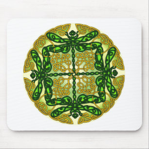 Keltisches Libellen-Grün Mousepad