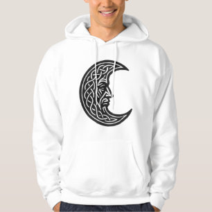 Keltisches Mond-Gesicht-Knotenwerk – Monochromes T Hoodie