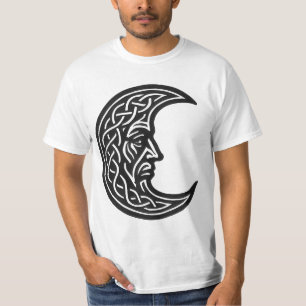 Keltisches Mond-Gesicht-Knotenwerk – Monochromes T T-Shirt