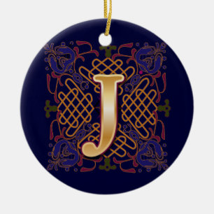 Keltisches Monogramm Buchstabe J Keramikornament