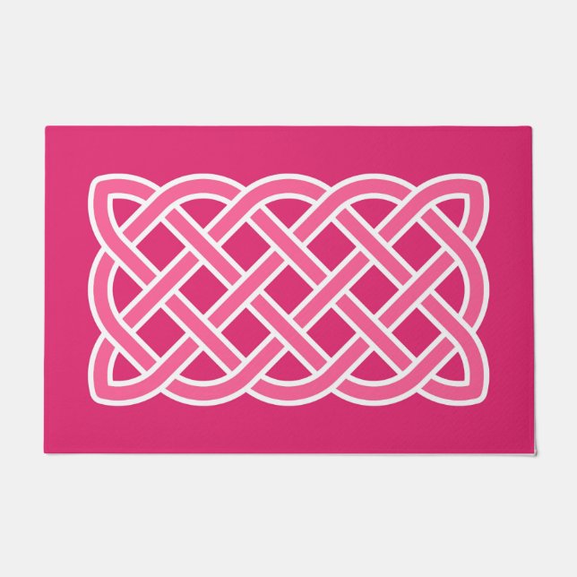 Keltisches Muster, Fuchsienrosa und Weiß Fußmatte (Vorderseite)