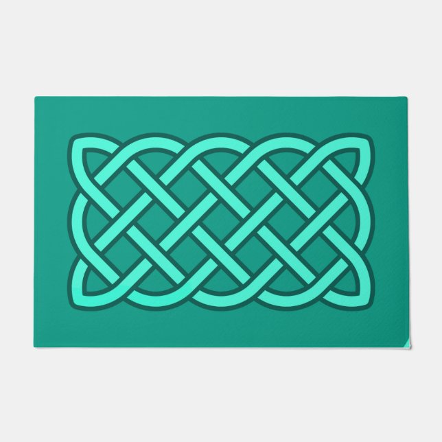 Keltisches Muster, Türkis, Aqua und Aquamarin Fußmatte (Vorderseite)