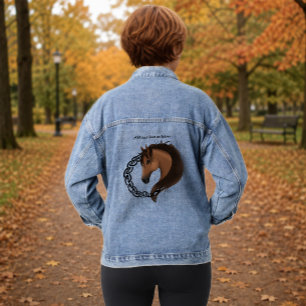 Keltisches Pferd Gelber Knotwork-Kreis Mythisches Jeansjacke