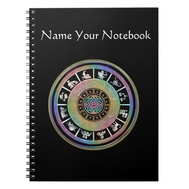 Keltisches Regenbogen-Tierkreis-Mandala-Notizbuch Notizblock (Vorderseite)