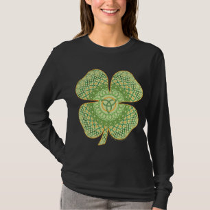 Keltisches Shamrock-Damen-T-Shirt in Dunkel T-Shirt
