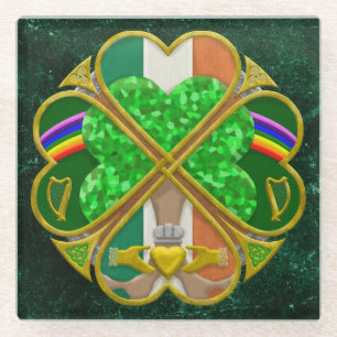 Keltisches Shamrock-Erbesymbol Irisch Inspiriert Glasuntersetzer