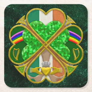 Keltisches Shamrock-Erbesymbol Irisch Inspiriert Rechteckiger Pappuntersetzer