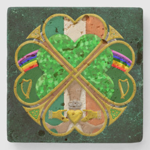 Keltisches Shamrock-Erbesymbol Irisch Inspiriert Steinuntersetzer