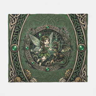 Keltisches Smaragd-Feene & Drachen – Verzauberte F Fleecedecke