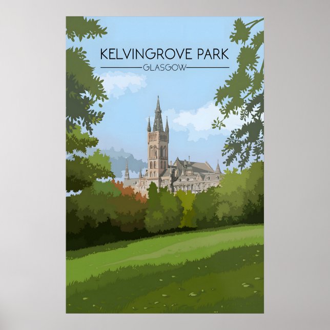 Kelvingrove Park Glasgow Reiseplakat Poster (Vorne)