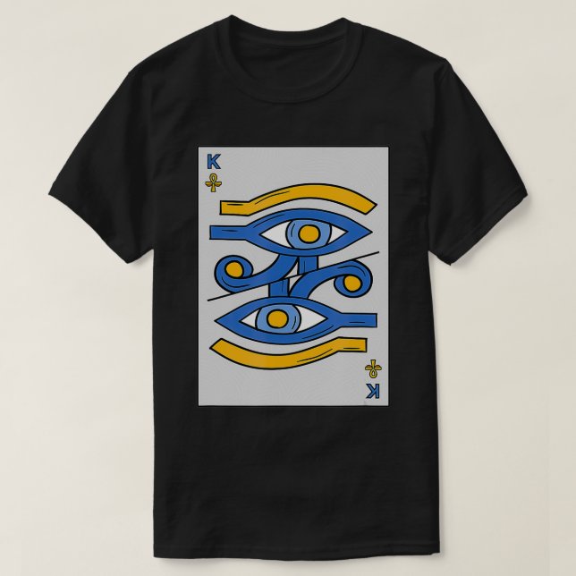 Kemetismus spielt Karte schwarzes ägyptisches Auge T-Shirt (Design vorne)