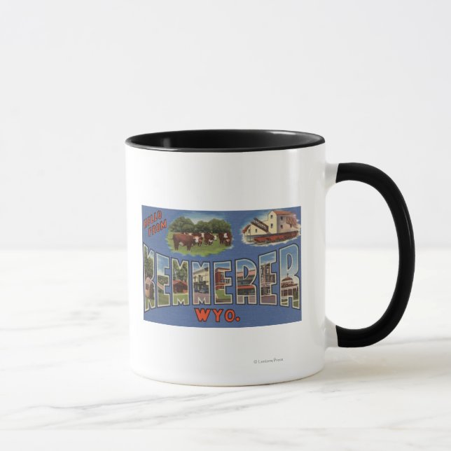 Kemmerer, Wyoming - Große Buchstabenszenen Tasse (Rechts)