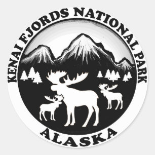 Kenai Fjord-Nationalpark-Alaska-Elchkreis Runder Aufkleber