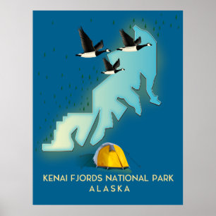 Kenai Fjords National Park Alaska Reisekarte Poster