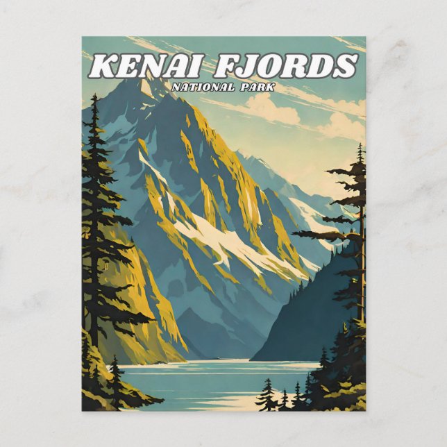 Kenai Fjords National Park Illustrationsretro Postkarte (Vorderseite)