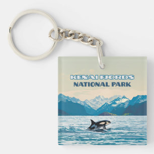 Kenai Fjords National Park Orca Alaska Retro Schlüsselanhänger