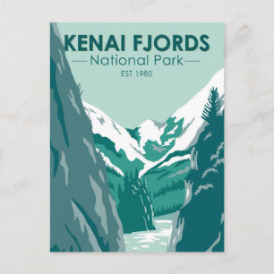 Kenai Fjords Nationalpark Alaska Vintage Postkarte
