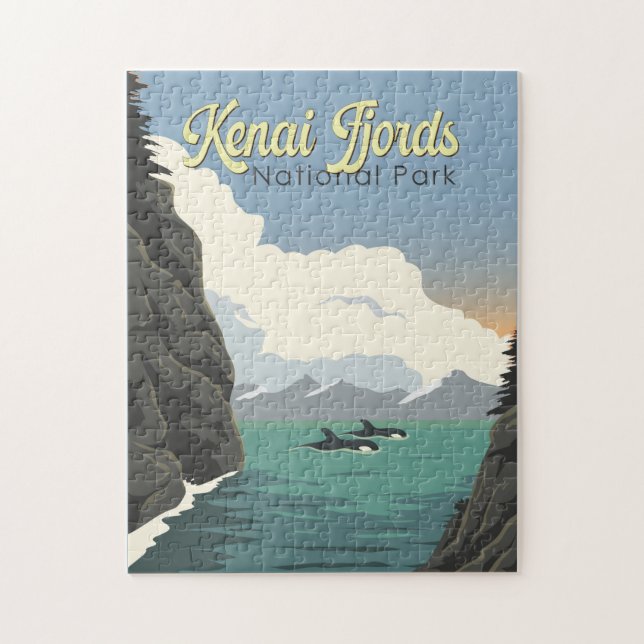 Kenai Fjords Nationalpark Illustration Reisen Art (Vertikal)