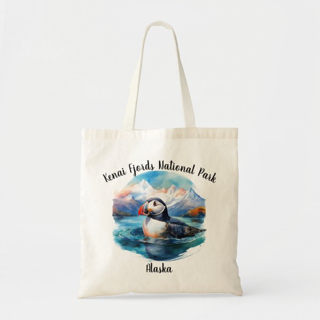 Kenai Fjords Nationalpark Puffin Tote Bag Tragetasche (Vorne)