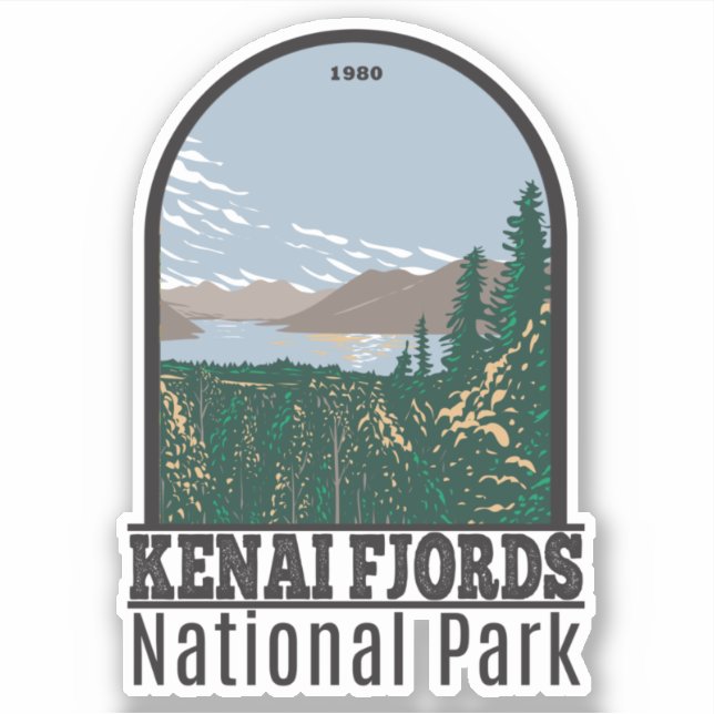 Kenai Fjords Nationalpark Skilak Lake Vintag Aufkleber (Vorderseite)
