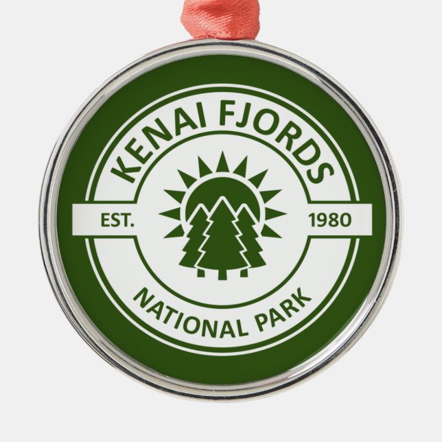 Kenai Fjords Nationalpark Sun Trees Ornament Aus Metall (Vorne)