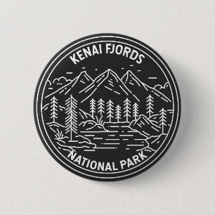 Kenai Fjords Nationalpark Vintag Monoline Button