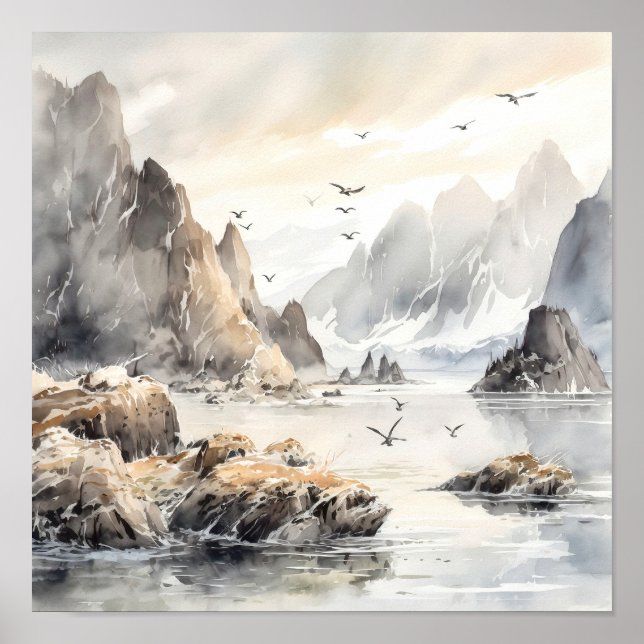 Kenai Fjords Nationalpark Wasserfarben-Poster Poster (Vorne)