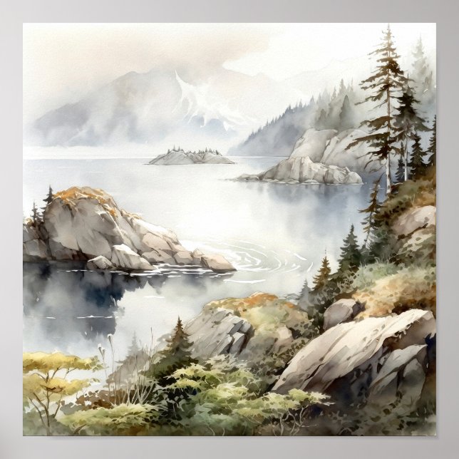 Kenai Fjords Nationalpark Wasserfarben-Poster Poster (Vorne)