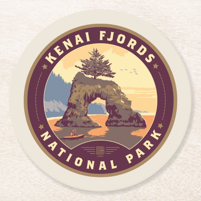 Kenai Fjords Nationalparks Runder Pappuntersetzer (Vorderseite)