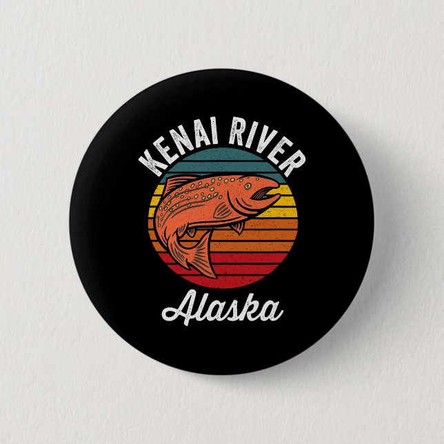 Kenai-Fluss Alaska Lachs-Angeln  Button (Vorderseite)