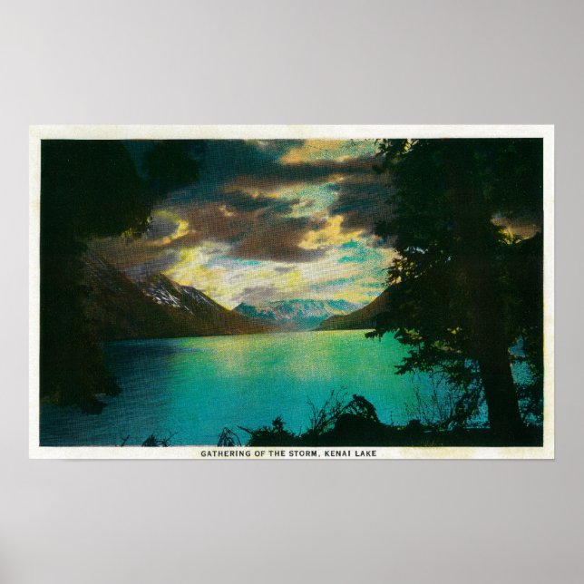 Kenai Lake, Alaska mit Storm-Ansammlung Poster (Vorne)
