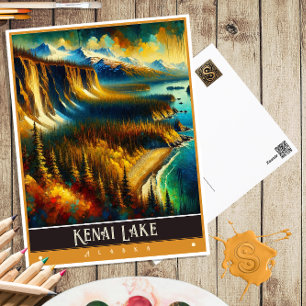 Kenai Lake, Alaska Vintage Gemälde Postkarte