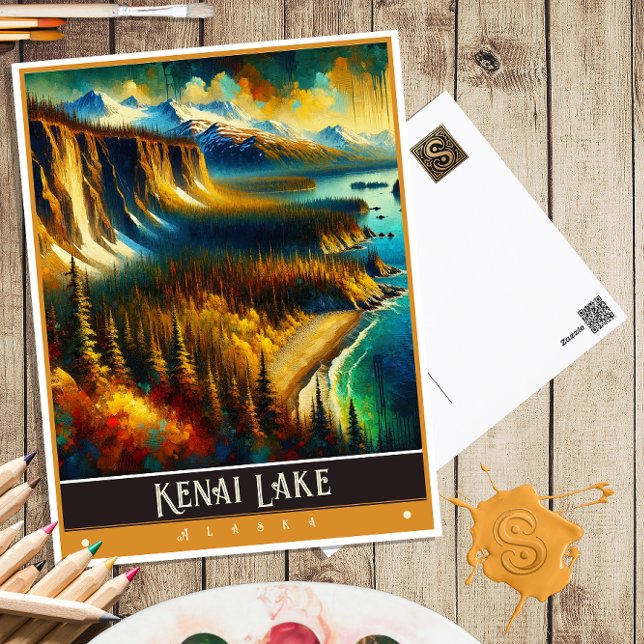 Kenai Lake, Alaska | Vintage Malerei Postkarte (Von Creator hochgeladen)