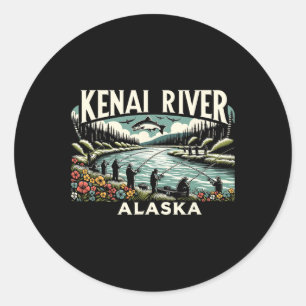 Kenai River Alaska Ak Lachsangeln Naturliebhaber Runder Aufkleber