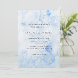 Kendall Blue Watercolor Elegante Hochzeit Einladung