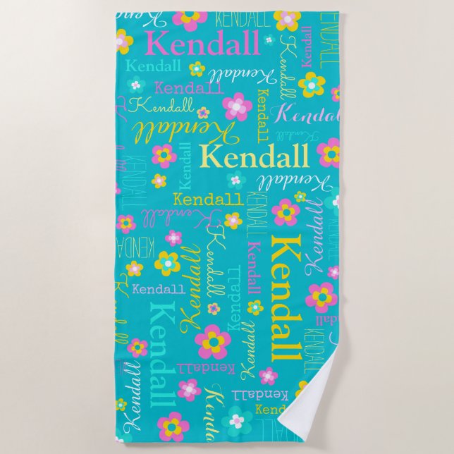 Kendall-Blumennamensbadetuch Strandtuch (Vorderseite)