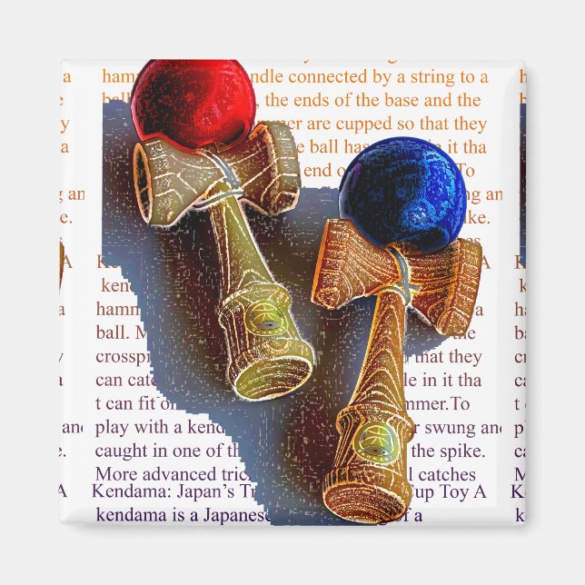 Kendama, Rot und Blau-Farbtöne Magnet (Vorne)