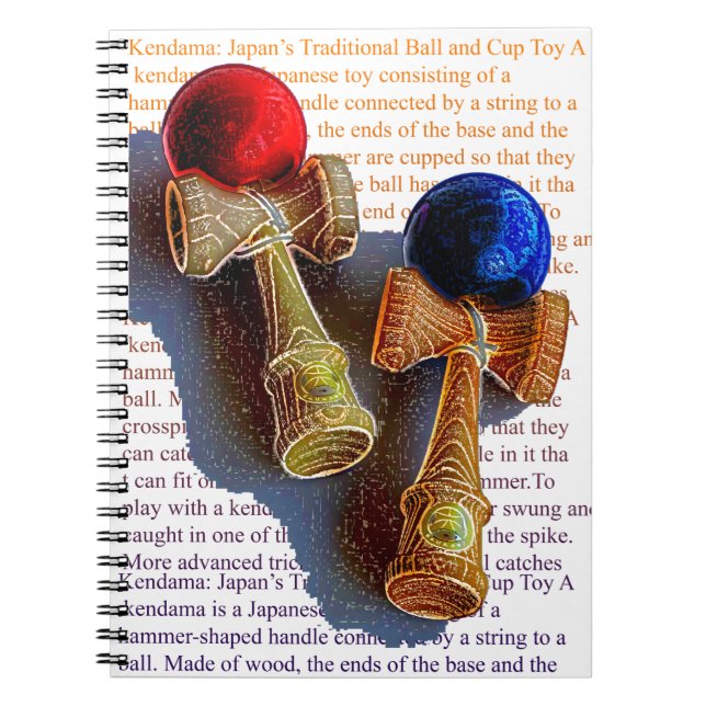 Kendama, Rot und Blau-Farbtöne Notizblock (Vorderseite)