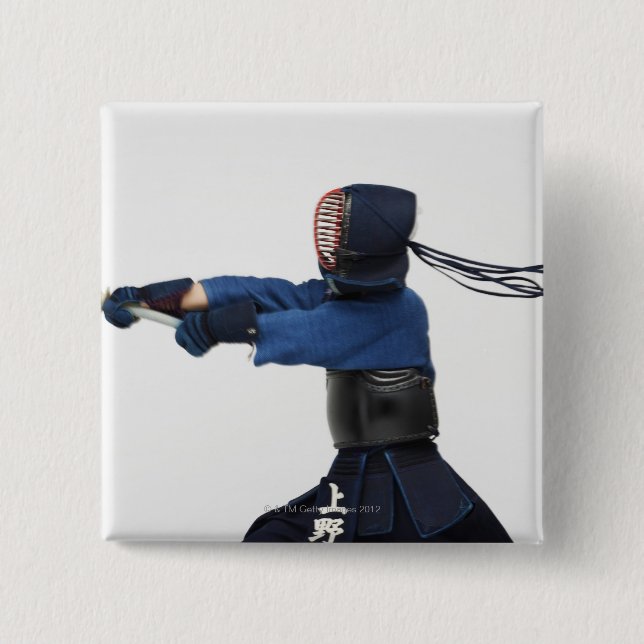 Kendo Fencer Practicing Button (Vorderseite)