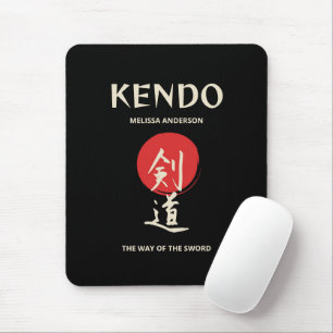 Kendo Vintage Rot Schwarz Mousepad