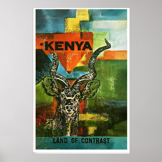 Kenia Afrika Südafrika Safari Welt Vintage Poster (Vorne)