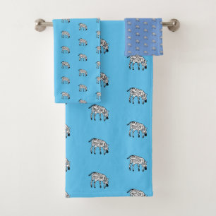 Kenia, afrikanische Kunst, Zebra und blaues Muster Badhandtuch Set