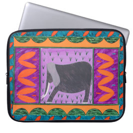 Kenia Elephant Orange Laptop Sleeve