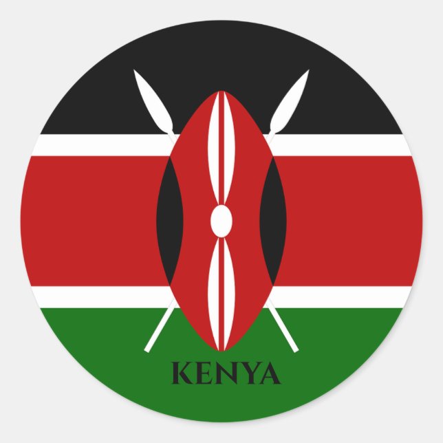 Kenia Flag, Afrika Runder Aufkleber (Vorderseite)