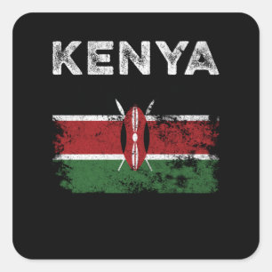 Kenia Flag erschüttert - kenianische Flagge Quadratischer Aufkleber