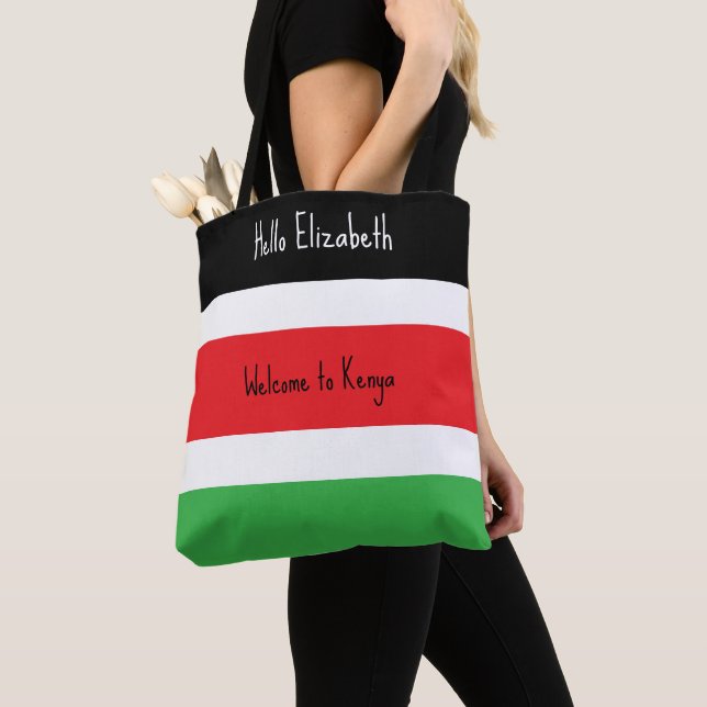Kenia Flag, Hellschwarz, Rot und Grün Farben Tasche (Von Nahem)