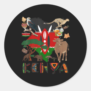 Kenia Flag Outfit Idee für Kinder Kenia Ernährung  Runder Aufkleber