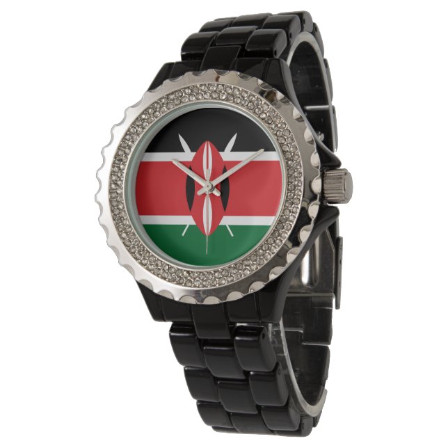 Kenia-Flagge Armbanduhr (Schrägansicht)