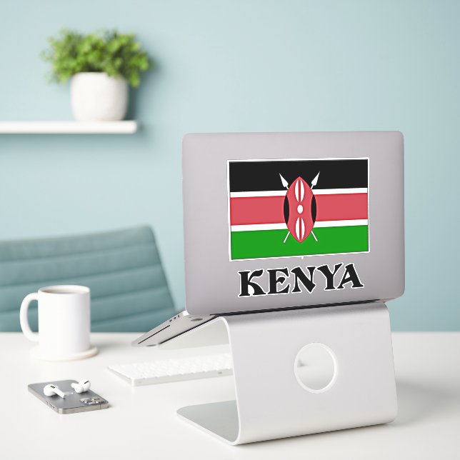 Kenia-Flagge, gekennzeichnet Aufkleber (Laptop auf Schreibtisch)